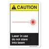 Signmission ANSI Sign, Laser In Use Do Not Stare Into Beam, 18in X 12in Aluminum, 12" H, 18" W, Landscape OS-CS-A-1218-L-19774
